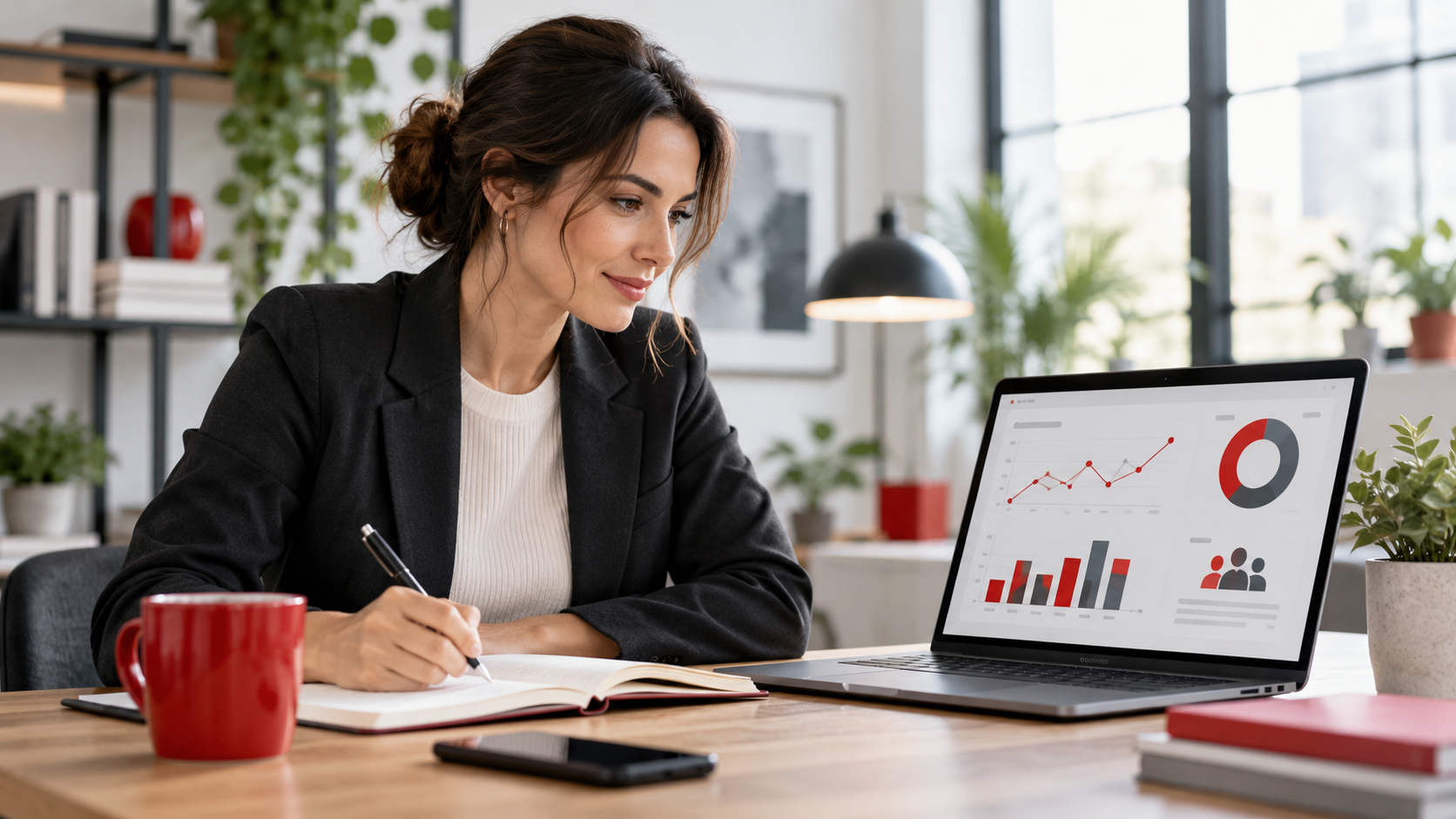 Small business owner preparing a thoughtful follow-up message for a customer