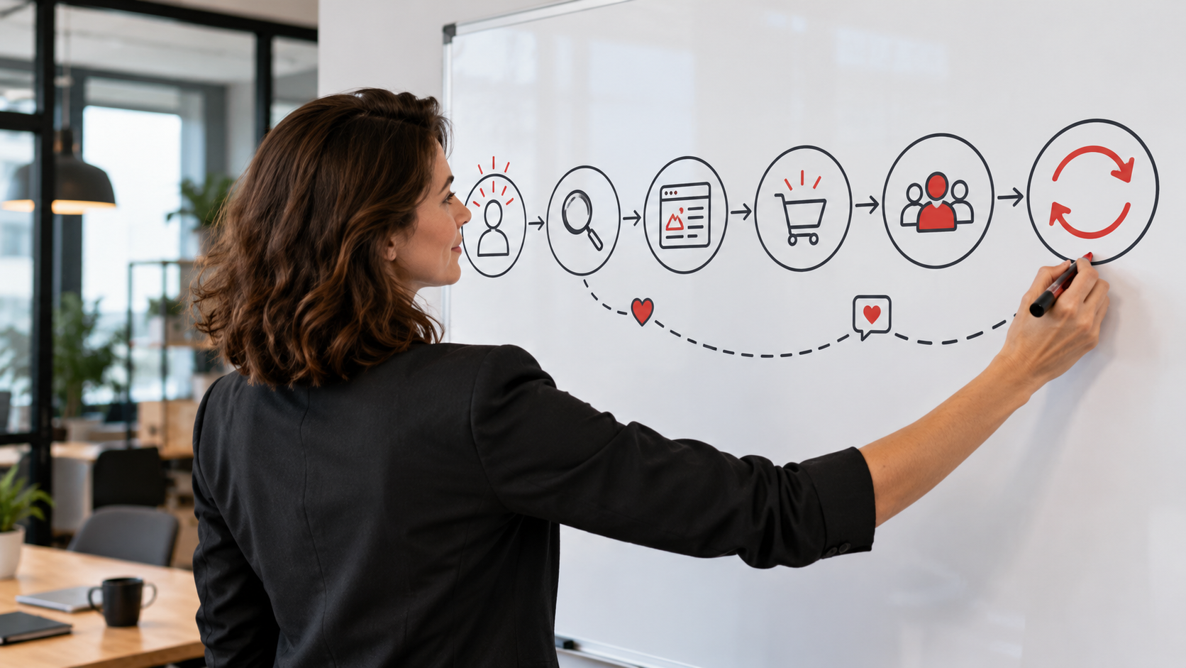 Small business owner organizing customer questions into a content research plan