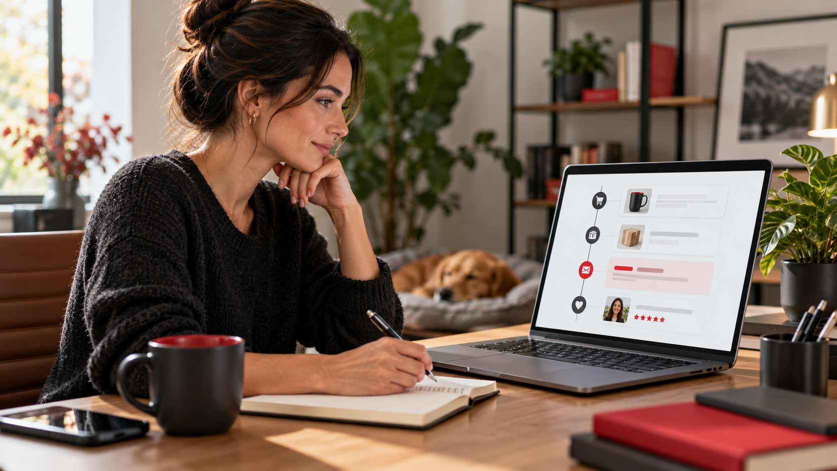 Content marketer planning a month of repurposed blog, social, email, and video content